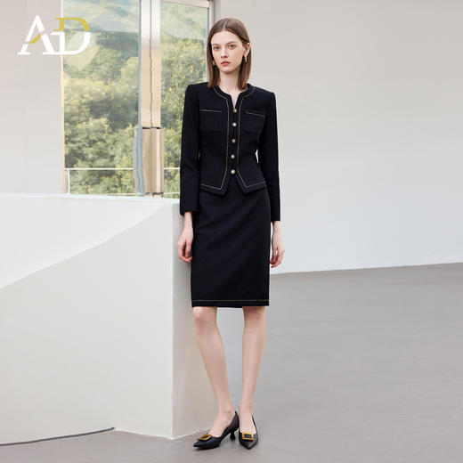 AD职场通勤职业装女秋季2025新款小香风黑色套装气质V领长袖外套 商品图0