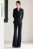 FUYAO扶摇 黑色西装套装女2025秋高级感醋酸西服外套微喇裤两件套 商品缩略图5