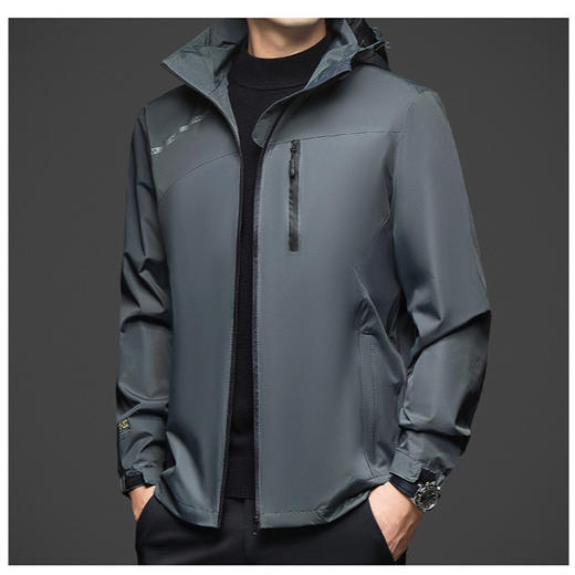 连帽夹克男春秋季新款红色薄款休闲高档免烫宽松外套上衣 商品图1