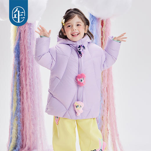 小马宝莉联名年衣童装冬季新款鸭绒儿童中长款小马宝莉玩偶羽绒服 商品图3