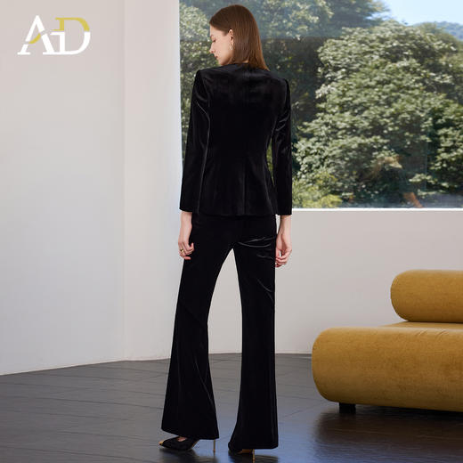 AD黑色丝绒西装套装女2025新款秋季轻奢优雅职业装收腰系带西服 商品图4