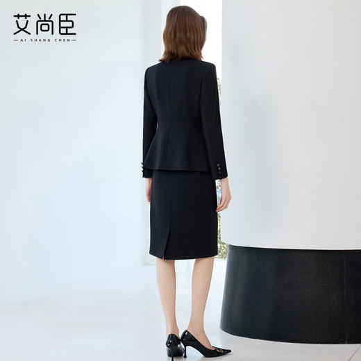 艾尚臣黑色职业套裙女秋酒店前台接待工作装高端气场强大西装套装 商品图4