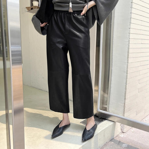KA753/KA783GRACETINAHOO秋新法式简约大气慵懒九分气球时髦感阔腿休闲皮裤 商品图1