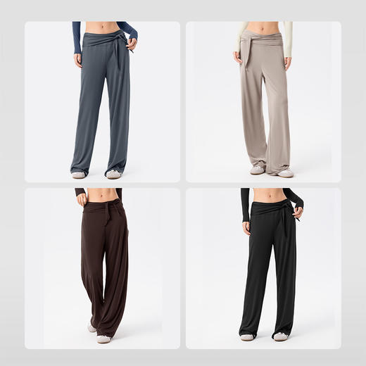 「慵懒垂垂裤！四色可选」宽松阔腿裤女可拆卸腰带透气运动休闲裤垂感遮肉显瘦直筒长裤 商品图3