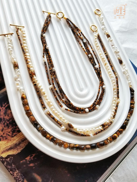 三生石美拉德色系 虎睛石巴洛克珍珠设计项链 商品图1