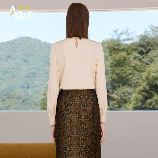 AD高级感小众雪纺衬衫女2025新款气质杏色长袖上衣轻熟风通勤衬衣 商品图4