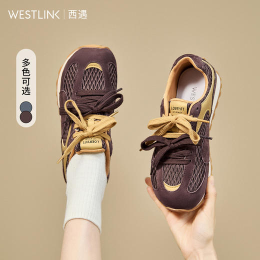 【限时秒杀】西遇厚底德训鞋女新款秋季复古学院舒适轻便休闲鞋平底运动鞋V1857074 商品图0