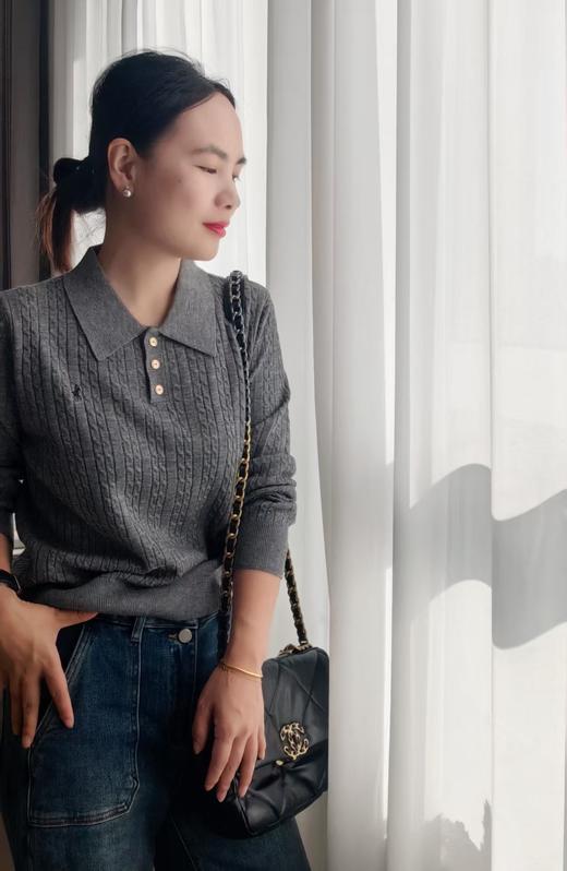 拉夫小拧花超细羊毛含桑蚕丝POLO领毛衫 商品图4