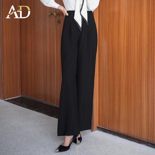 AD黑色休闲西装裤女2025年秋季新款高腰宽松显瘦气质通勤百搭阔腿 商品图3