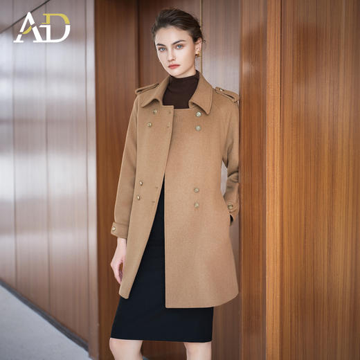 AD高端双面羊毛大衣女2025新款秋冬高级感气质名媛毛呢外套中长款 商品图2