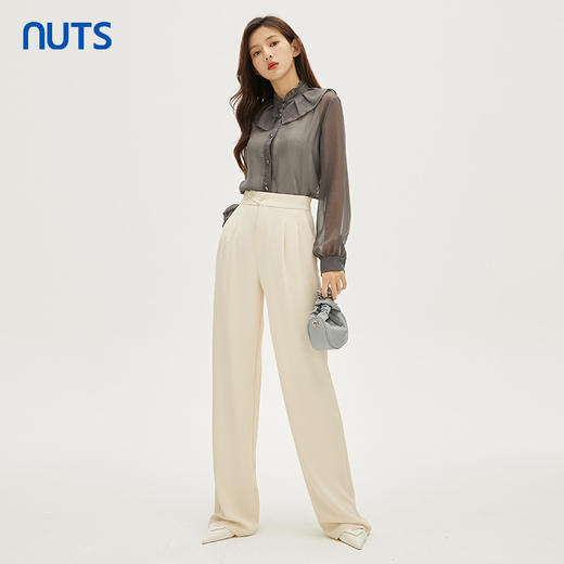 NUTS商场同款春秋季设计感小众薄款透视百搭长袖衬衫女332011143 商品图3