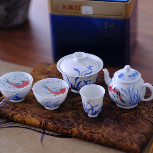 【景德镇纯手工陶瓷】功夫茶茶具青花加彩，薄胚盖碗宫灯茶壶谢浩飞老师手绘传统烧制 千年瓷都万年窑火，从泥到瓷的距离，是一千三百摄氏度茶当配器，青花加彩邂逅千年茶韵，茶以养人，器以聚香 商品图4