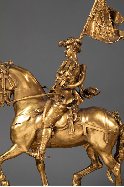 独角鹿西洋古董 19世纪法国雕塑家Emmanuel Frèmiet创作出品「圣人胡贝图斯 St. Hubertus」主题铜鎏金精雕杰作 商品图7