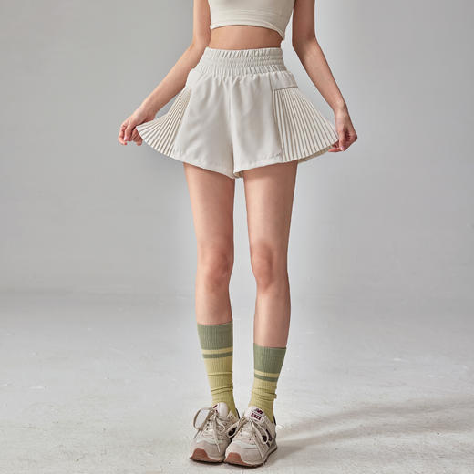 跃牌【美西西系列】百搭显瘦休闲运动高腰风琴裤跑步瑜伽跳绳跳操运动短裤女DK-500 商品图0