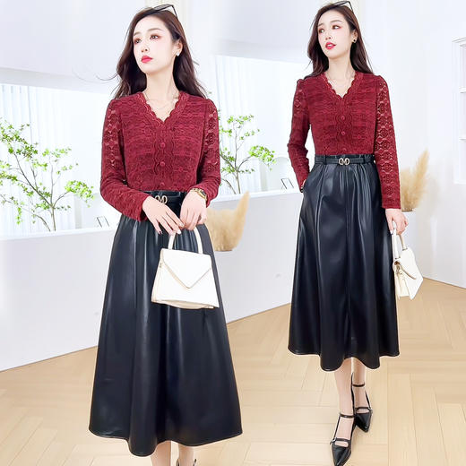 SZWY5335秋季V领法式连衣裙女2025年新款洋气修身时尚优雅实拍女装长裙子 商品图1