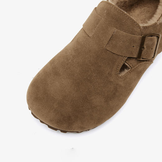 西遇全包勃肯鞋女加绒冬季新款软底外穿棉鞋保暖一脚蹬毛毛鞋V4147863 商品图5