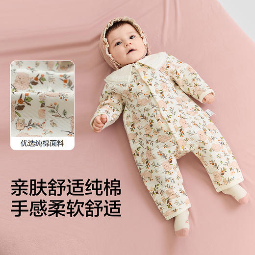 巴拉巴拉balaOne新生儿连体衣男女宝宝衣服2025新款哈衣夹棉洋气 商品图3