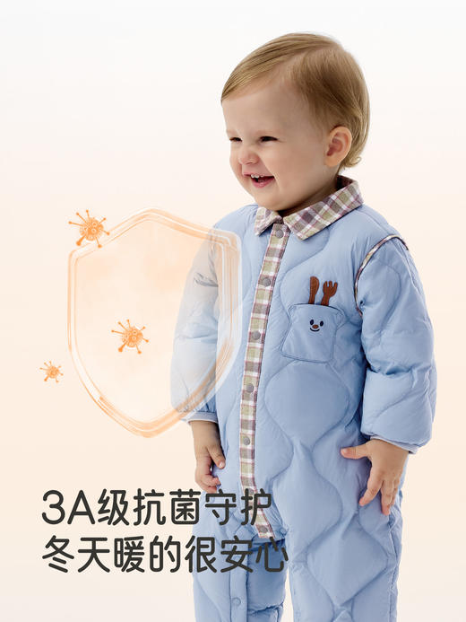 英氏婴儿连体衣羽绒服秋冬保暖防寒男童小童衣服哈衣YRHAJ4R015A 商品图2