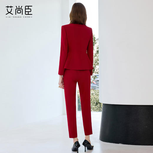 艾尚臣高级感职业套装女红色轻熟风通勤穿搭气质年会主持人工作服 商品图4