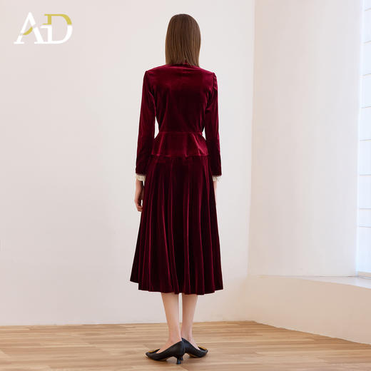 AD轻奢丝绒两件套气质女神范套装高端木耳边设计感新款秋冬半身裙 商品图4