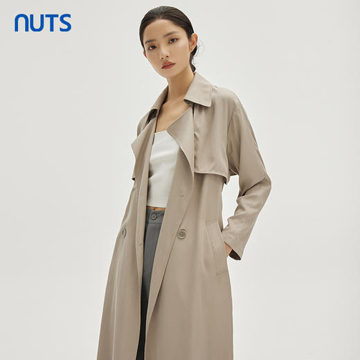NUTS商场同款春秋纯色韩版简约休闲宽松长款风衣外套女333041049 商品图2