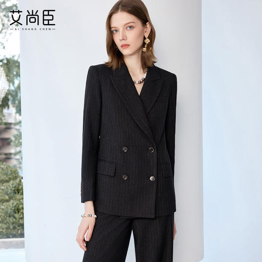 艾尚臣茶褐色职业西装套装女秋气质高级感正装轻熟风职场通勤穿搭 商品图2