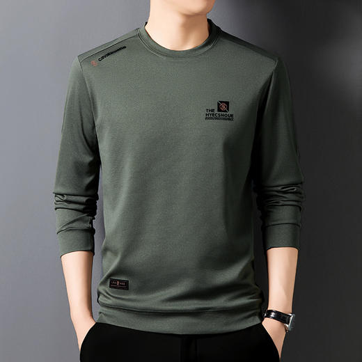 纯色男士卫衣秋冬季新款圆领中年休闲印花长袖t恤 商品图3