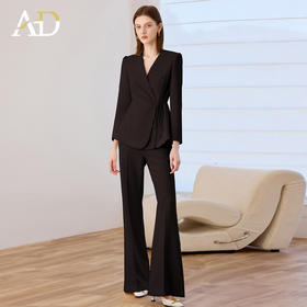 AD红色时尚西装套装女秋冬2025新款气质显瘦职业休闲阔腿裤两件套