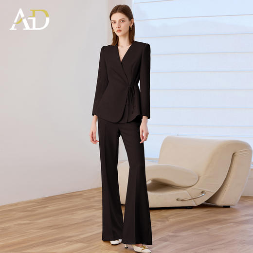 AD红色时尚西装套装女秋冬2025新款气质显瘦职业休闲阔腿裤两件套 商品图0