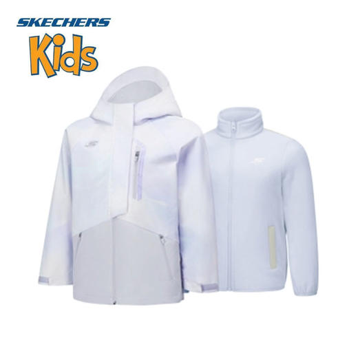Skechers斯凯奇女童户外防风保温两件套防静电防污外套P425G004-05WY 商品图0