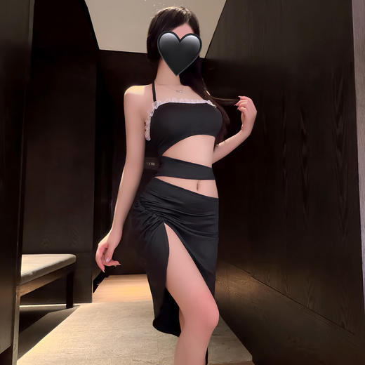 霏慕 暗夜风情分节露腰连衣裙ZY136 新款辣妹纯欲收腰紧身包臀短裙子情趣内衣性感诱惑 商品图2