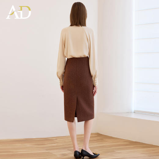 AD2025新款气质蝴蝶结杏色长袖衬衫女法式独特绝美小上衣包臀半裙 商品图4