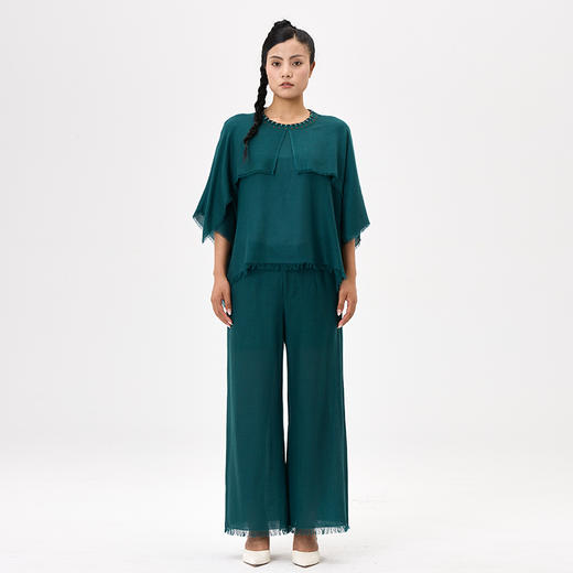 羊绒圆领斗篷式女上衣  SJF97W342N 商品图1