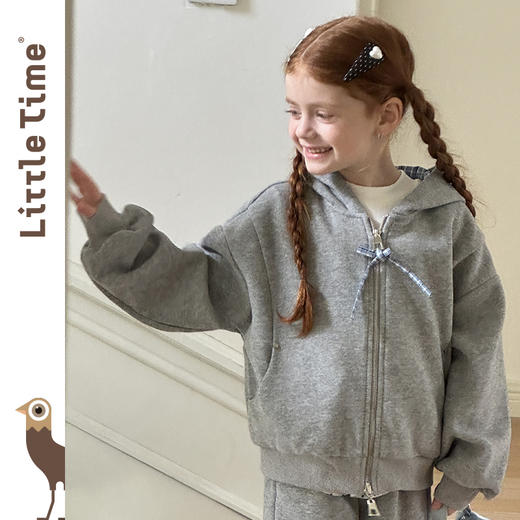 littletime女童套装2025秋新款儿童学院miu系长袖卫衣长裤两件套 商品图4
