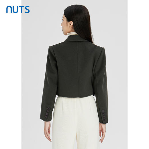 NUTS商场同款秋冬款纯色简约气质时尚百搭短款毛呢外套女241154100 商品图4