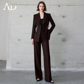 AD红棕色西装套装女正式场合大学生公务员面试职业装高端通勤工装