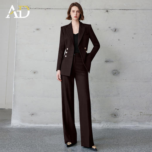 AD红棕色西装套装女正式场合大学生公务员面试职业装高端通勤工装 商品图0