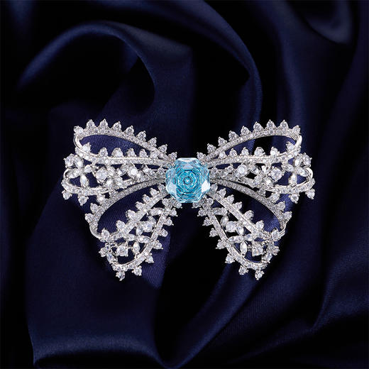 法式复古浪漫玫瑰切锆石镶嵌蝴蝶结胸针，高级感轻奢风气质服饰配件LY-M-419 商品图0