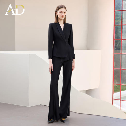 AD2025新款职业装女套装秋季长袖西装外套喇叭裤两件套工作服正装 商品图0