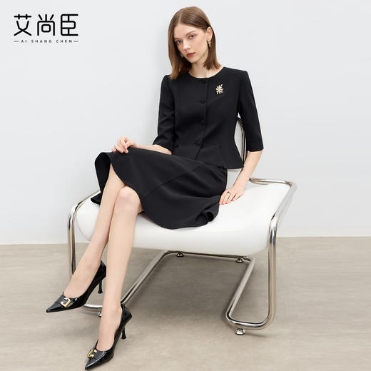 艾尚臣黑色西装套装女新款醋酸高级感西服外套重要场合职业正装秋 商品图2
