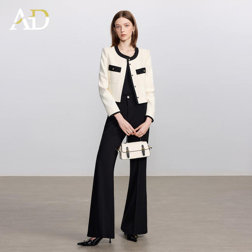 AD高端干练通勤西装套装女新款秋气质米白色长袖圆领小香风外套 商品图2