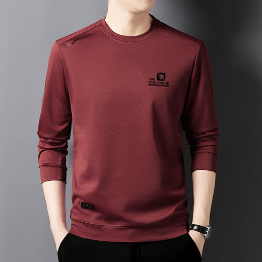 纯色男士卫衣秋冬季新款圆领中年休闲印花长袖t恤 商品图1