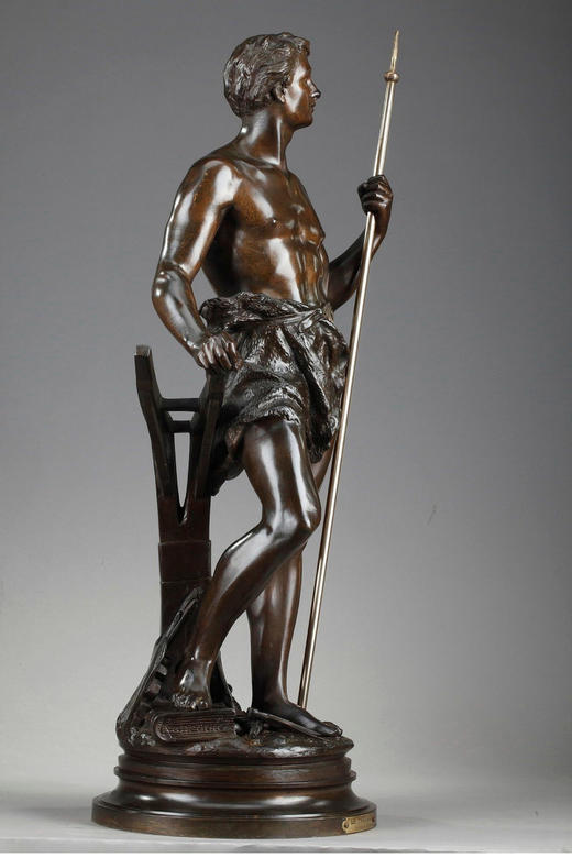 独角鹿西洋古董 1870年代法国雕塑家Ernest Rancoulet创作出品「Work 劳动」主题青铜雕塑 商品图2