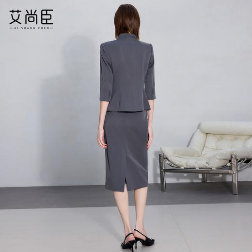 艾尚臣职业西装套装裙女秋深灰色职场西服正装上班通勤修身工作服 商品图4
