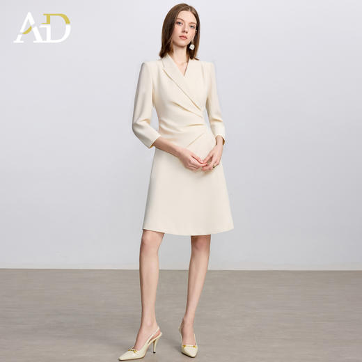 AD戗驳领优雅干练西装连衣裙女2025新款通勤裙子女七分袖职业装 商品图1