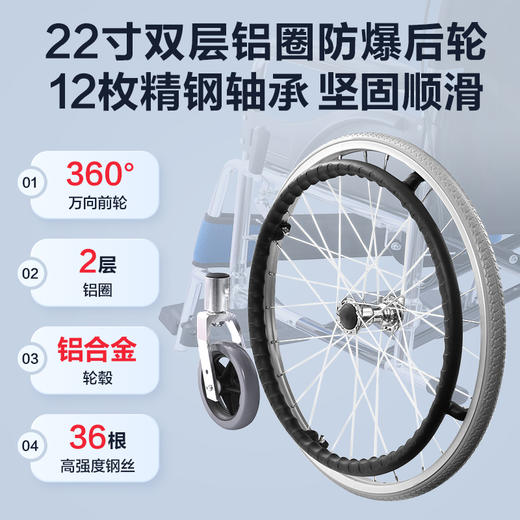 可孚轮椅折叠轻便老人老年专用手推车瘫痪残疾骨折代步带坐便小型 商品图3