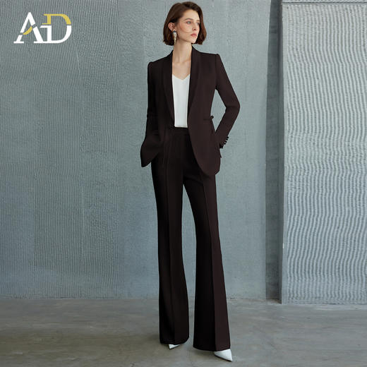 AD气质时尚红色西装套装春秋2025新款百搭通勤职业正装高腰阔腿裤 商品图0