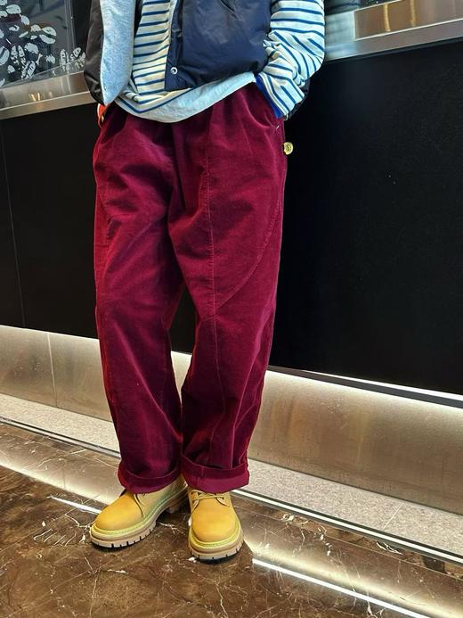 2025秋冬中大儿童复古细条灯芯绒休闲棉弹力运动弧形气球长裤 商品图0