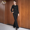 AD黑色双排扣西装外套女气质名媛高级感职业套装时尚气质微喇长裤 商品缩略图3