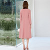 艾尚臣粉色V领收腰连衣裙女秋季新款垂感轻奢女神范通勤系带长裙 商品缩略图4